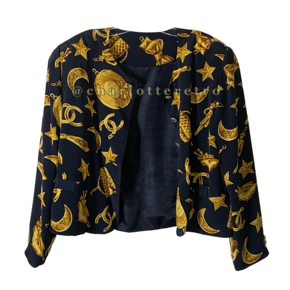 90s vtg PARA SILK Iconic CHARMS Graphic Bomber Jacket - Picture 9 of 10